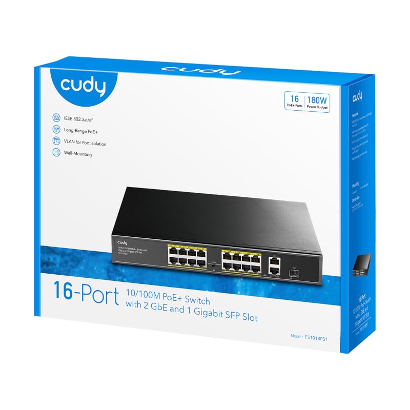 Cudy 16-Port Unmanaged PoE+ Switch - Rack Mount