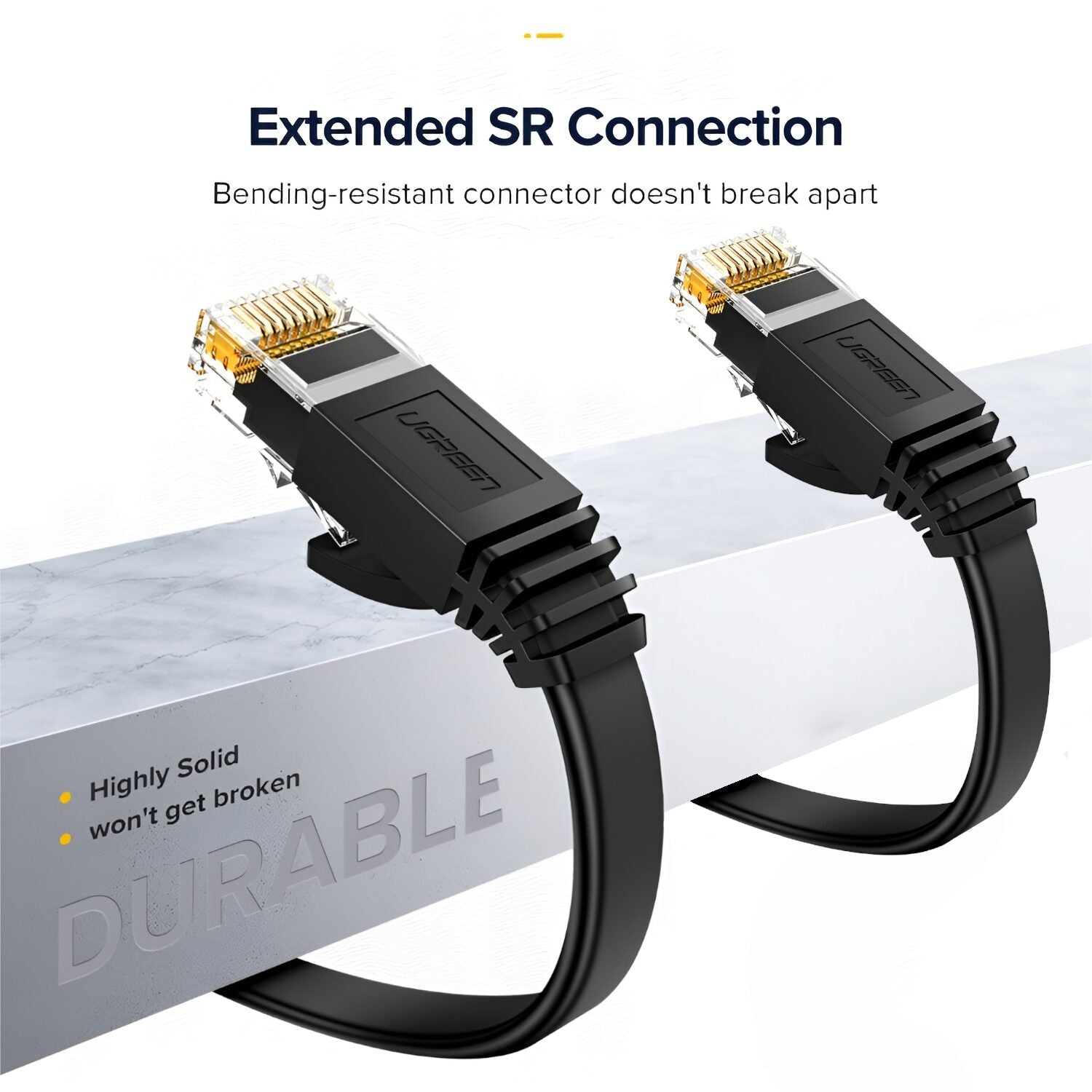 UGREEN NW102 Cat6 U/UTP Flat Ethernet Cable 20m - Black