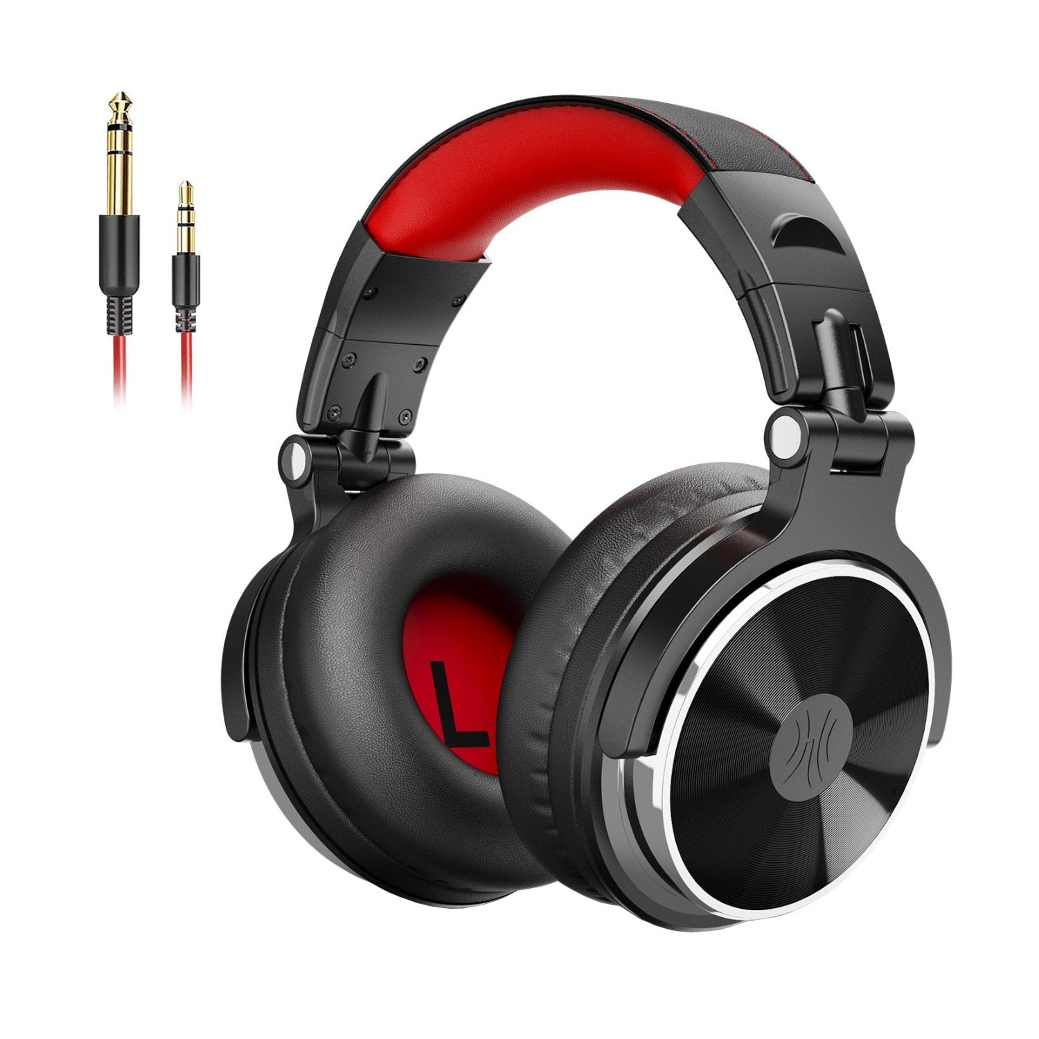 Oneodio Pro 10 Professional Wired Over Ear DJ and Studio Monitoring Headphones - Red/Black