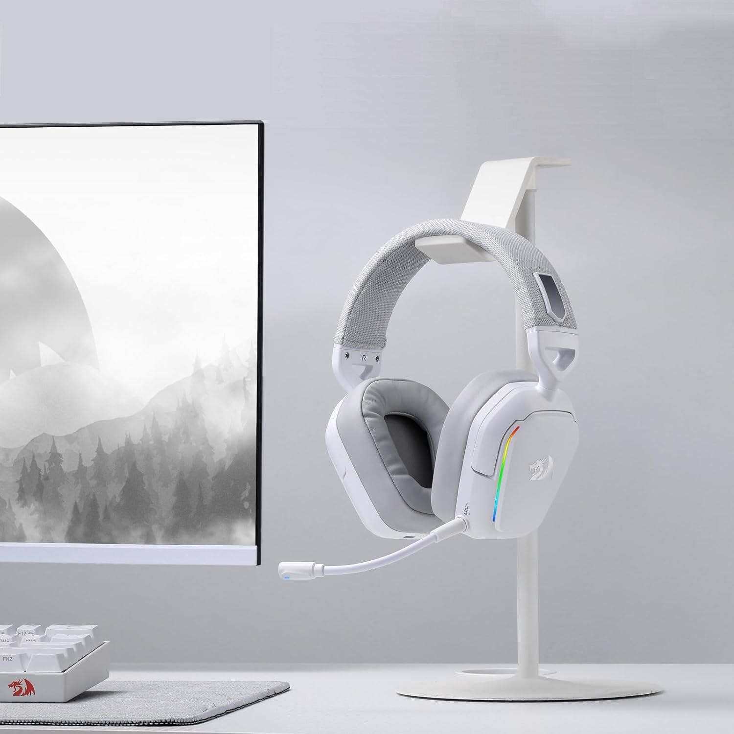 Redragon H868 RGB Wireless Gaming Headset - White