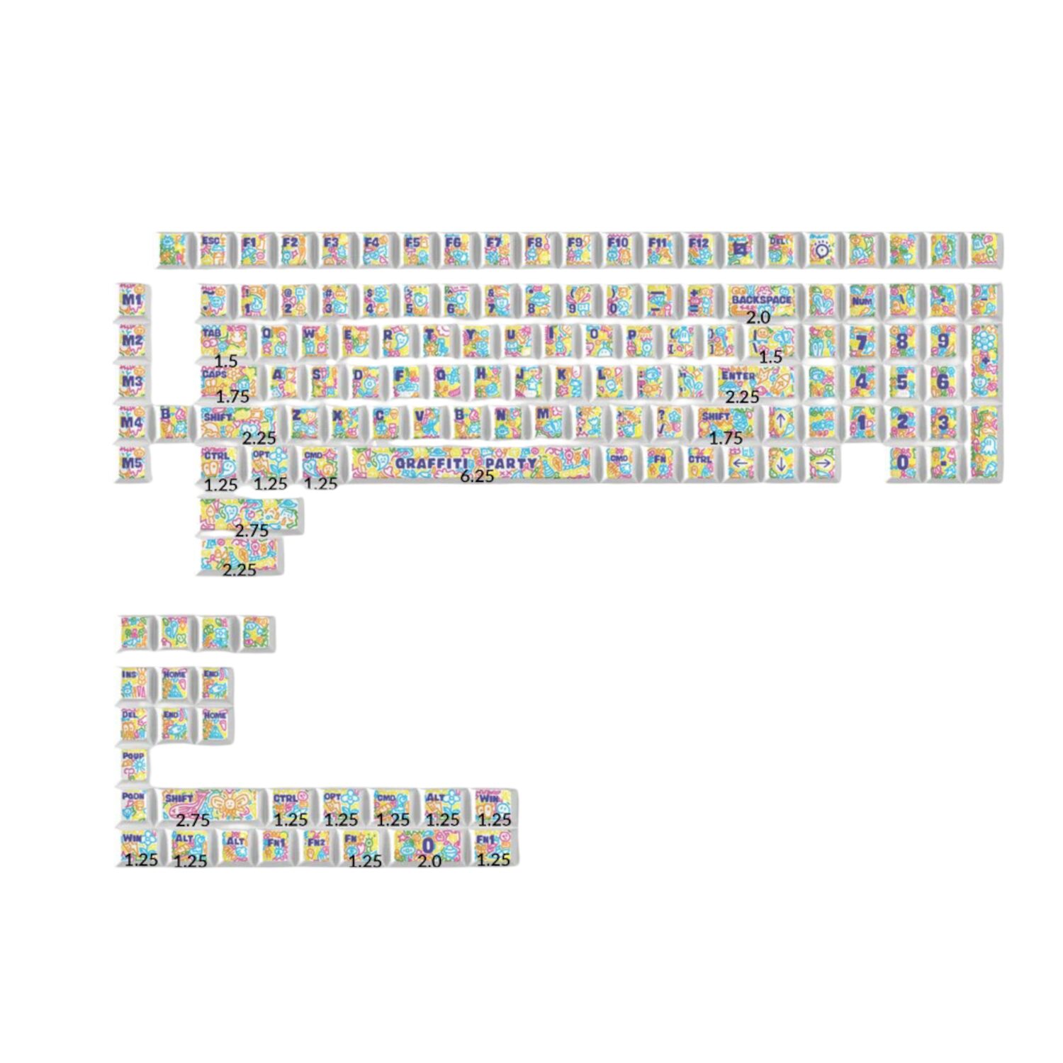 Keychron Graffiti Party – Cherry Profile Dye-Sub PBT Full Keycap Set (140 Keys, MX-Compatible)